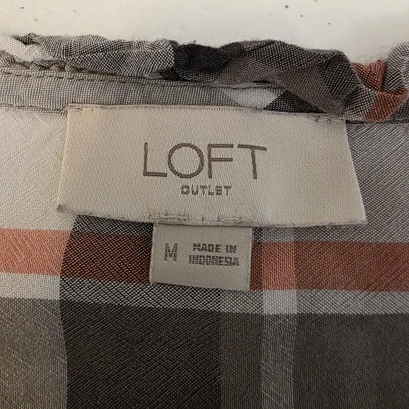 LOFT Women's Checkered Blouse Size Medium - Picture 5 of 6